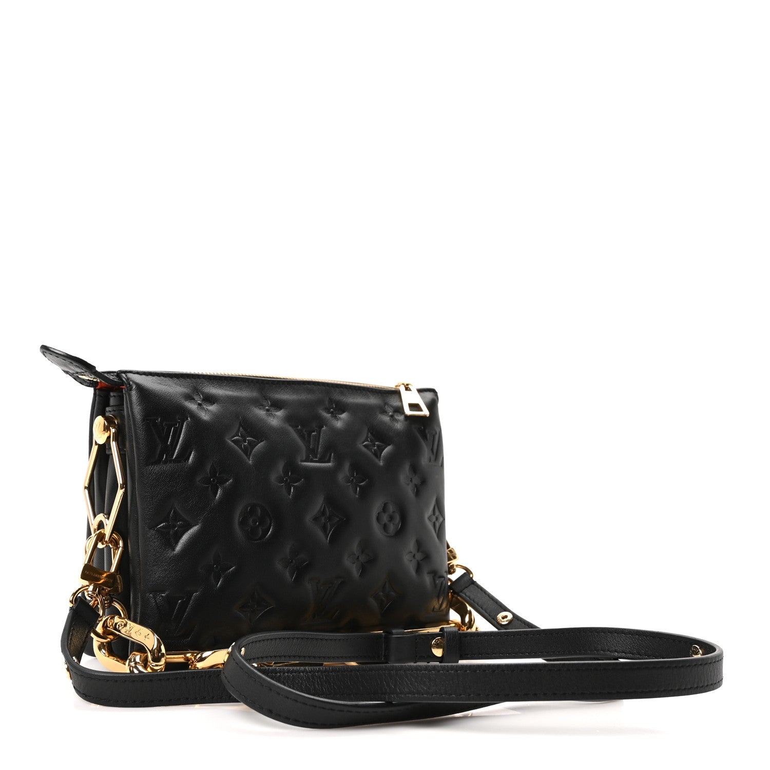 Louis Vuitton Lambskin Embossed Monogram Coussin BB Black