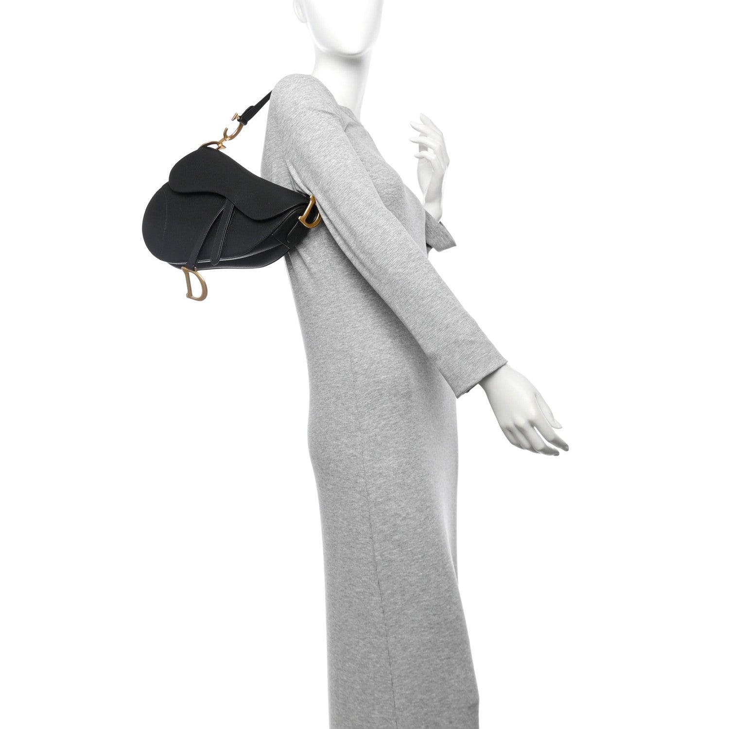 Christian Dior Grained Calfskin Saddle Bag Black