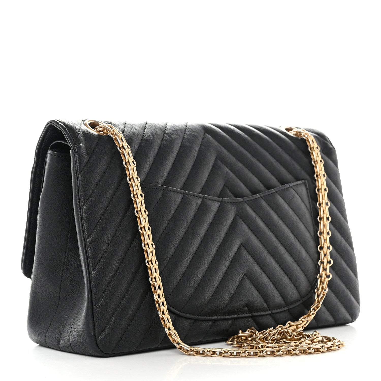 Chanel Crumpled Calfskin Chevron Quilted 2.55 Reissue 226 Black