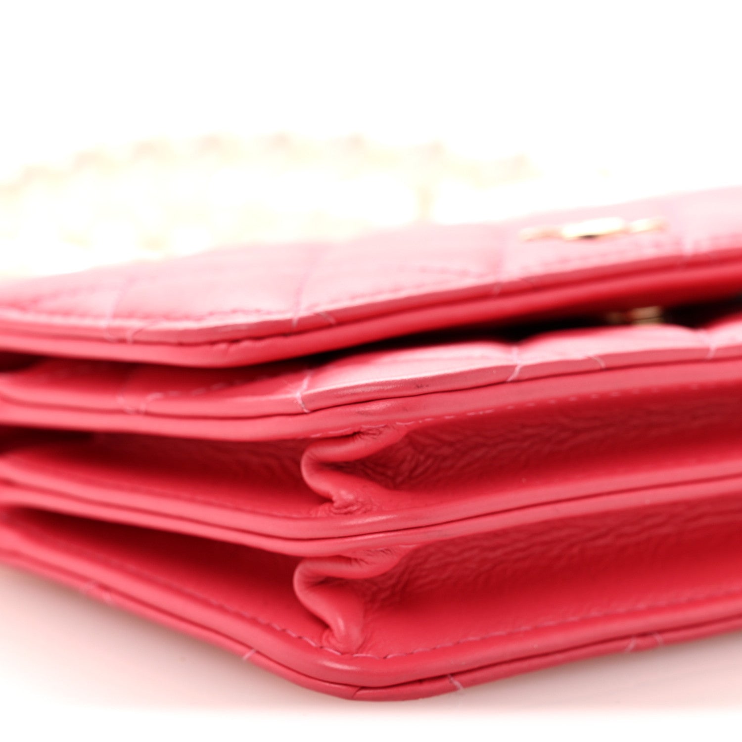 Chanel Calfskin Quilted Mini Maxi Pearls Wallet On Chain WOC Pink