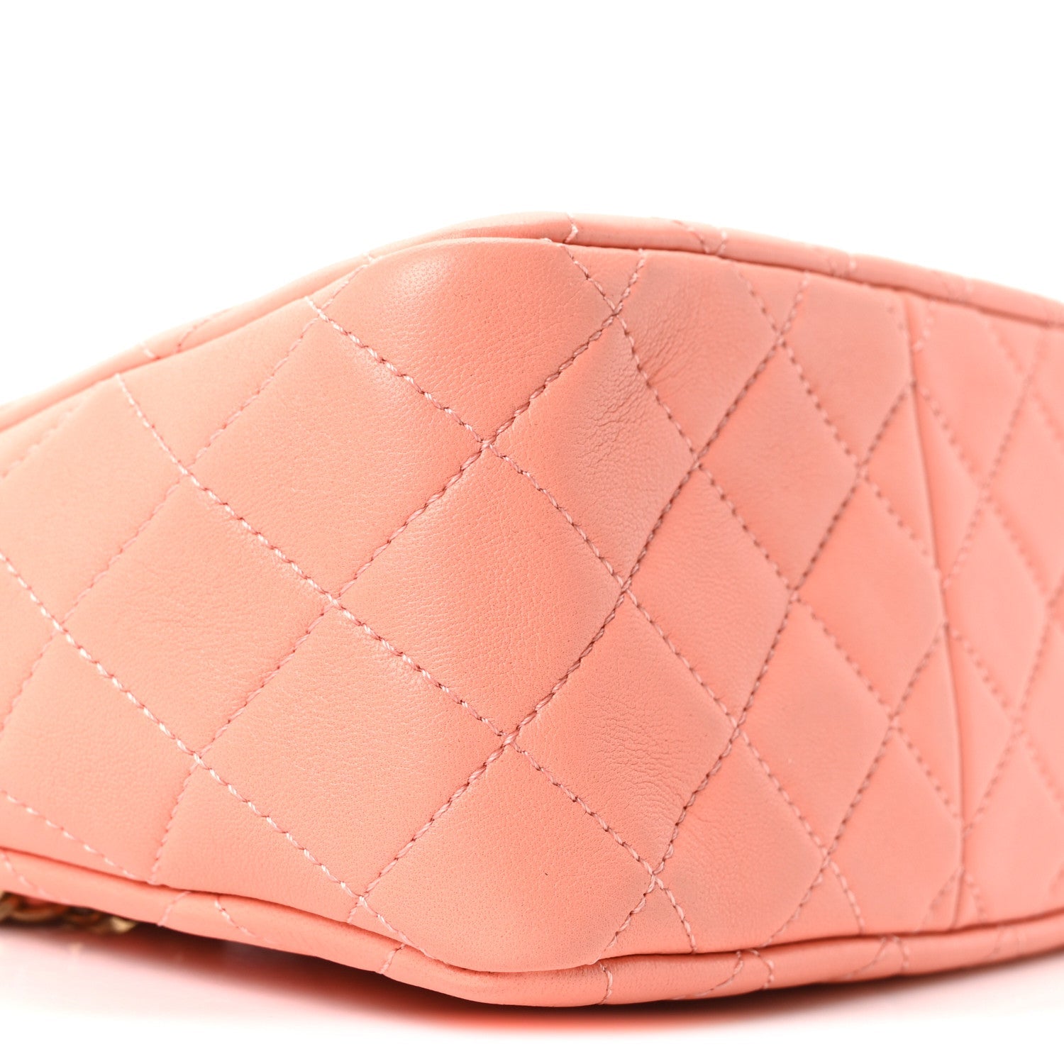 Chanel Lambskin Quilted Small Pearl Crush Hobo  Coral