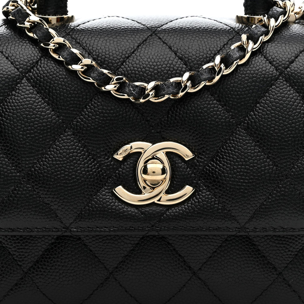 Chanel Caviar Quilted Coco Handle Clutch With Chain Black