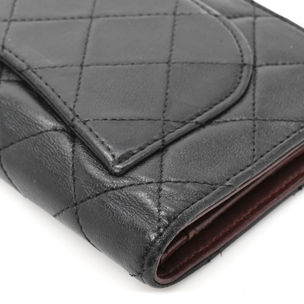 Lambskin Quilted Yen Wallet Black