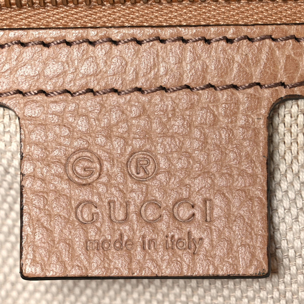 Gucci Dollar Calfskin Medium Soho Top Handle Satchel Camelia