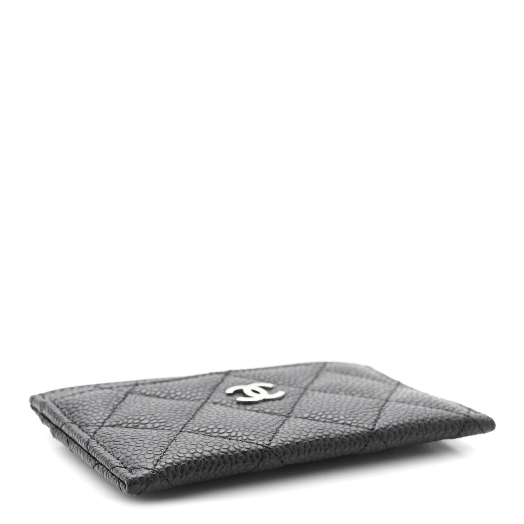 Caviar Quilted Card Holder Black