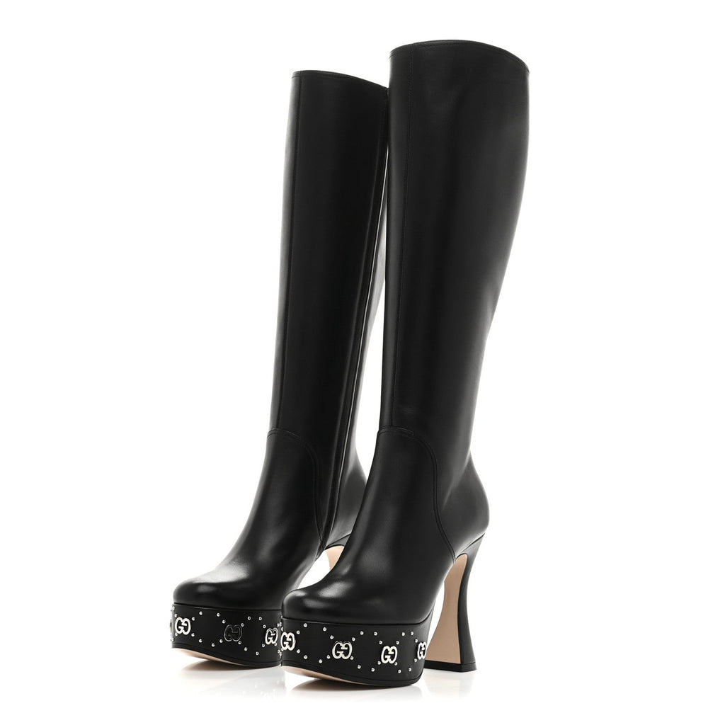 Gucci Nappa Charlotte Janaya 110mm Platform Knee Boots 35.5 Black