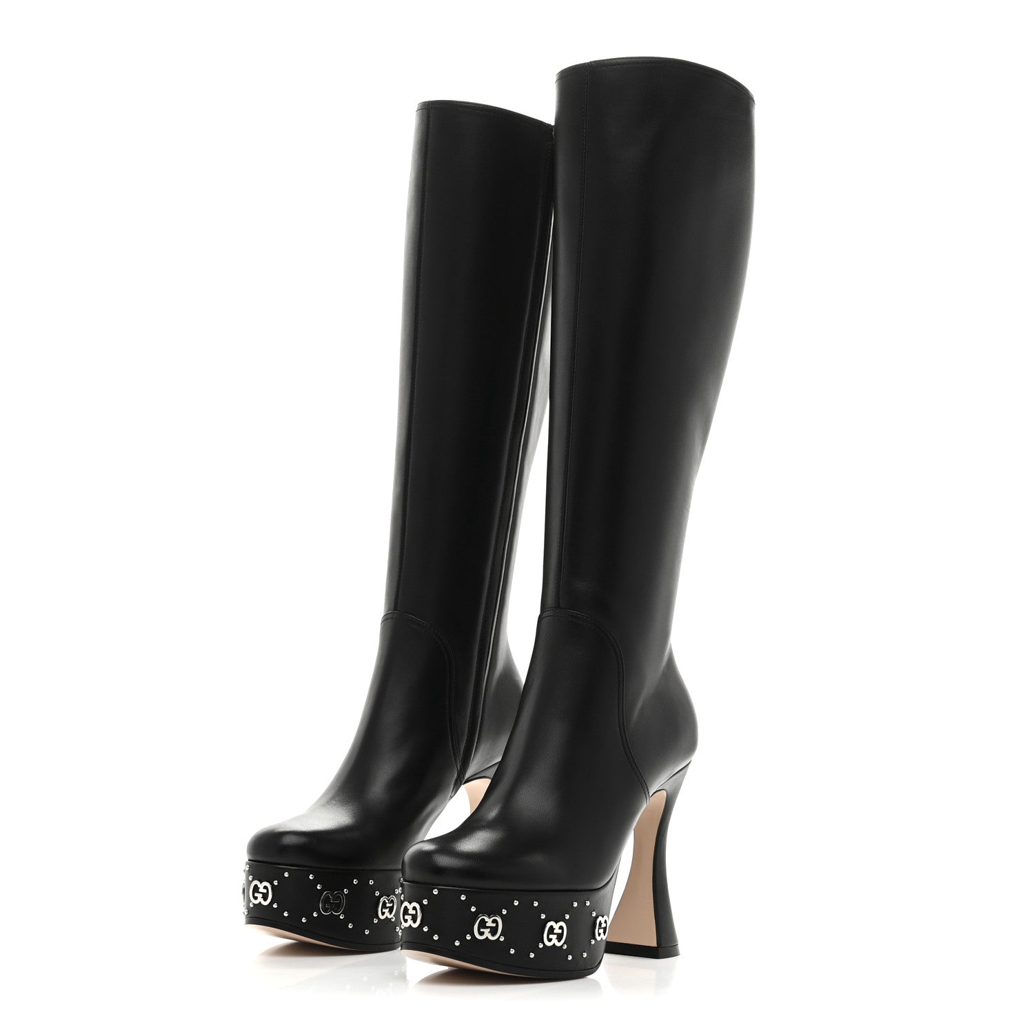 Gucci Nappa Charlotte Janaya 110mm Platform Knee Boots 35.5 Black