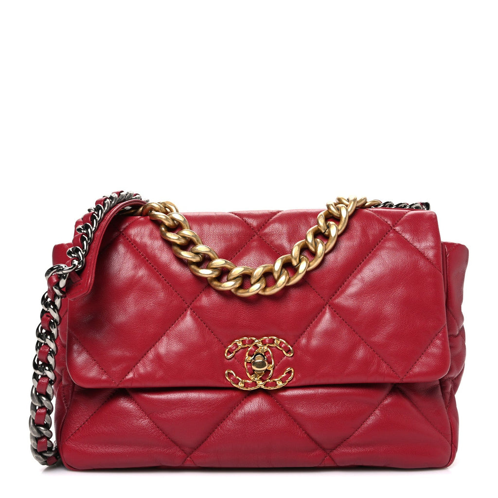 Chanel Lambskin Quilted Large Chanel 19 Flap Red