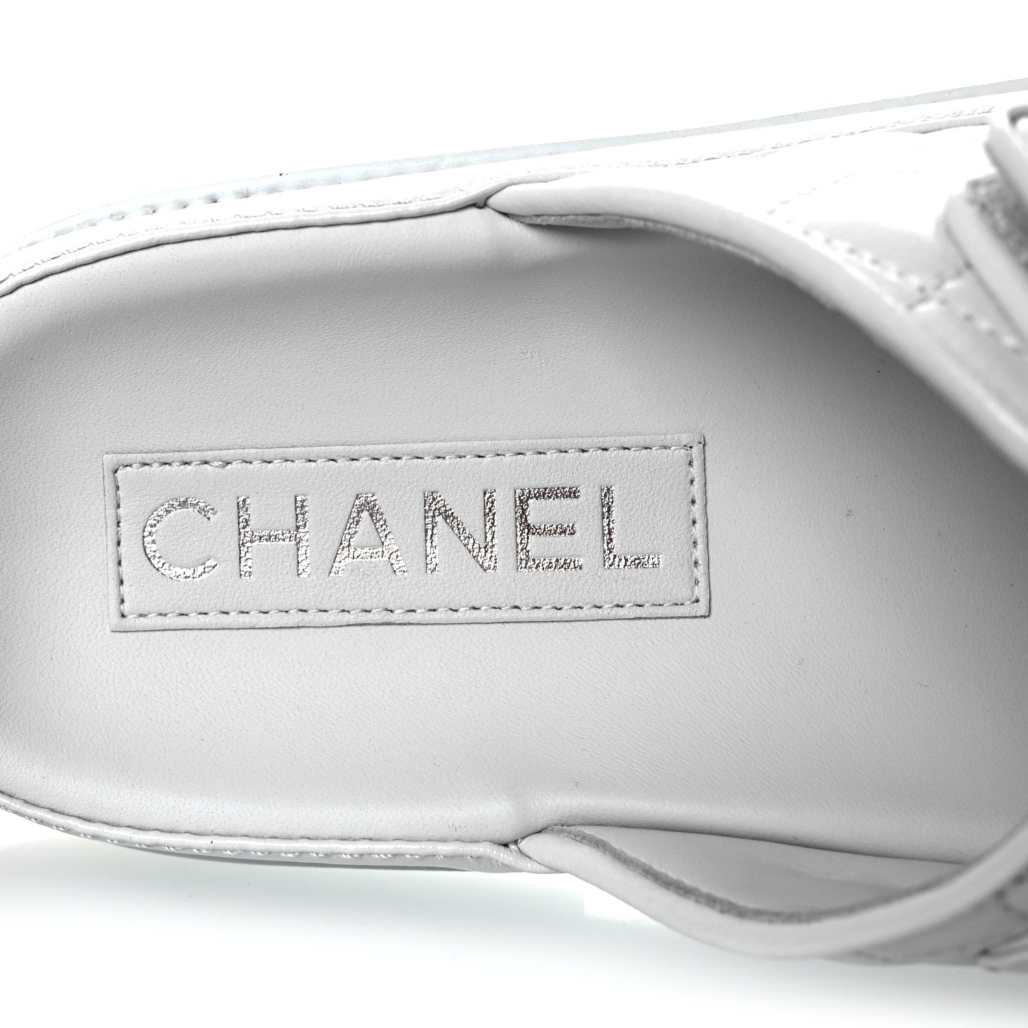 Laminated Lambskin Quilted Velcro Dad Chain CC Slide Sandals 37.5 Light Blue