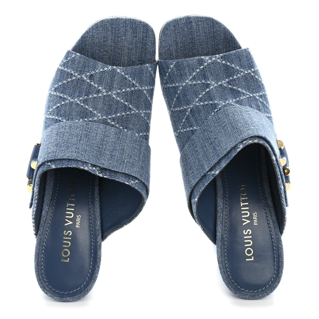 Louis Vuitton Denim Malletage Shake Mules 41 Blue