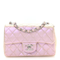 Chanel Iridescent Calfskin Quilted Mini Rectangular Flap Pink