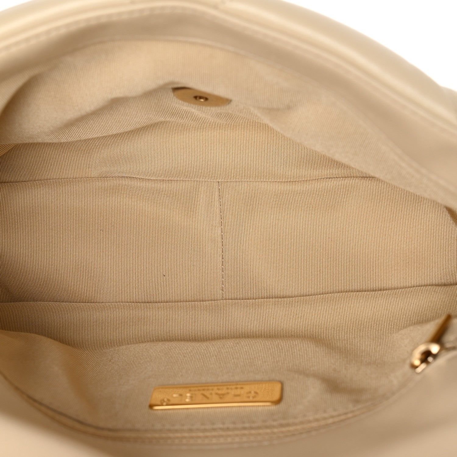 Chanel Lambskin Quilted Medium Chanel 19 Flap Beige