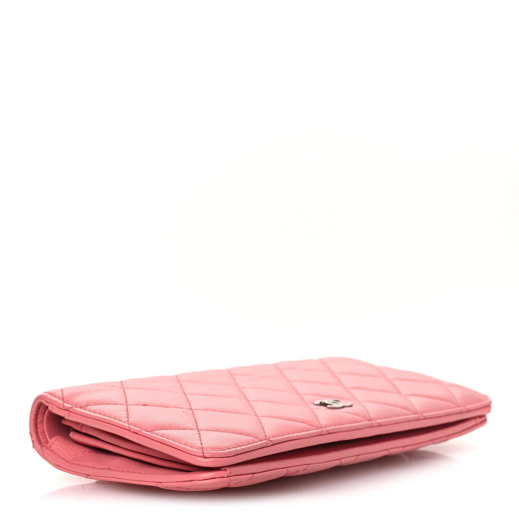 Lambskin Quilted Yen Wallet Pink