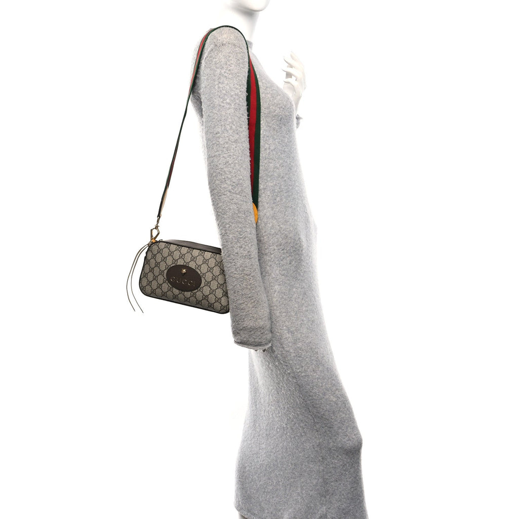 Gucci GG Supreme Monogram Web Neo Vintage Shoulder Bag Beige New Acero Crop