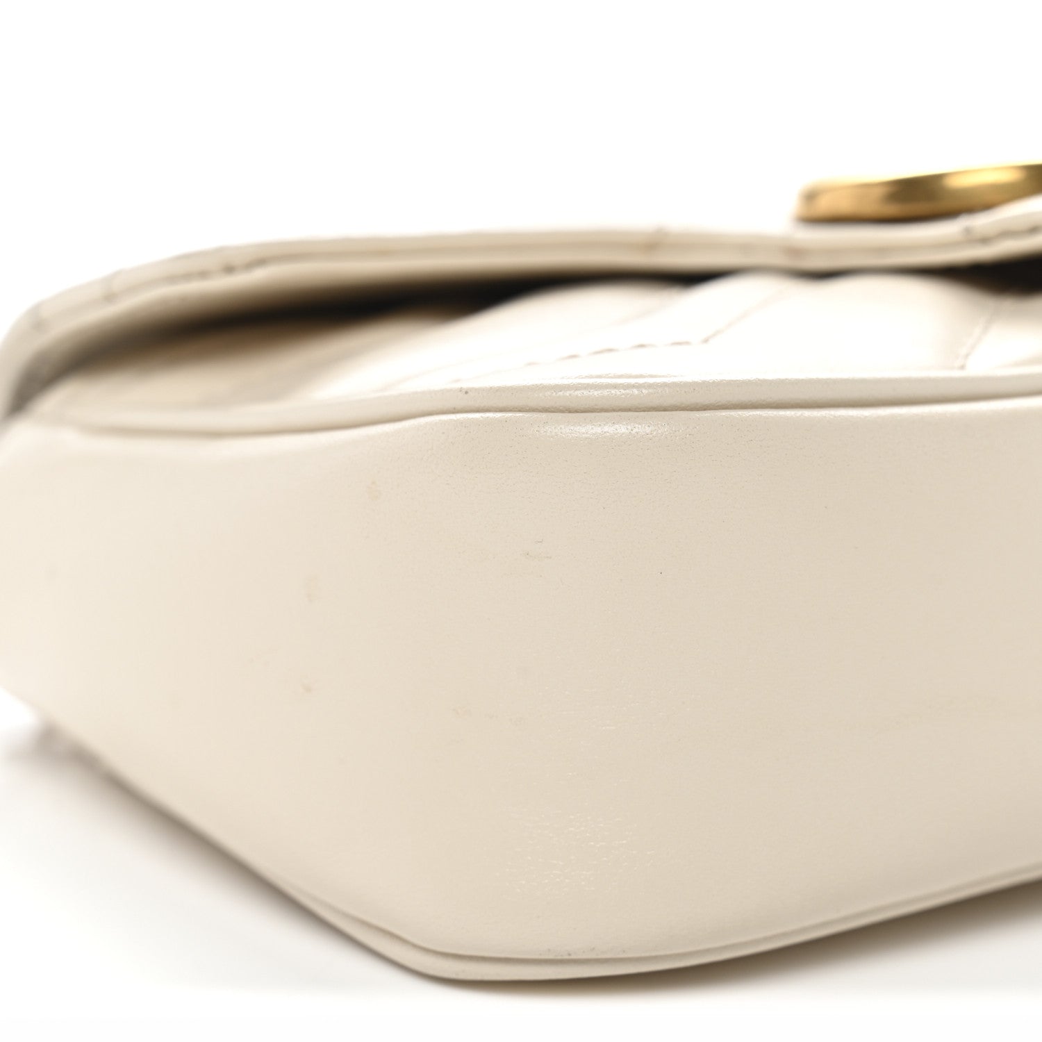 Gucci Calfskin Matelasse Super Mini GG Marmont Shoulder Bag White