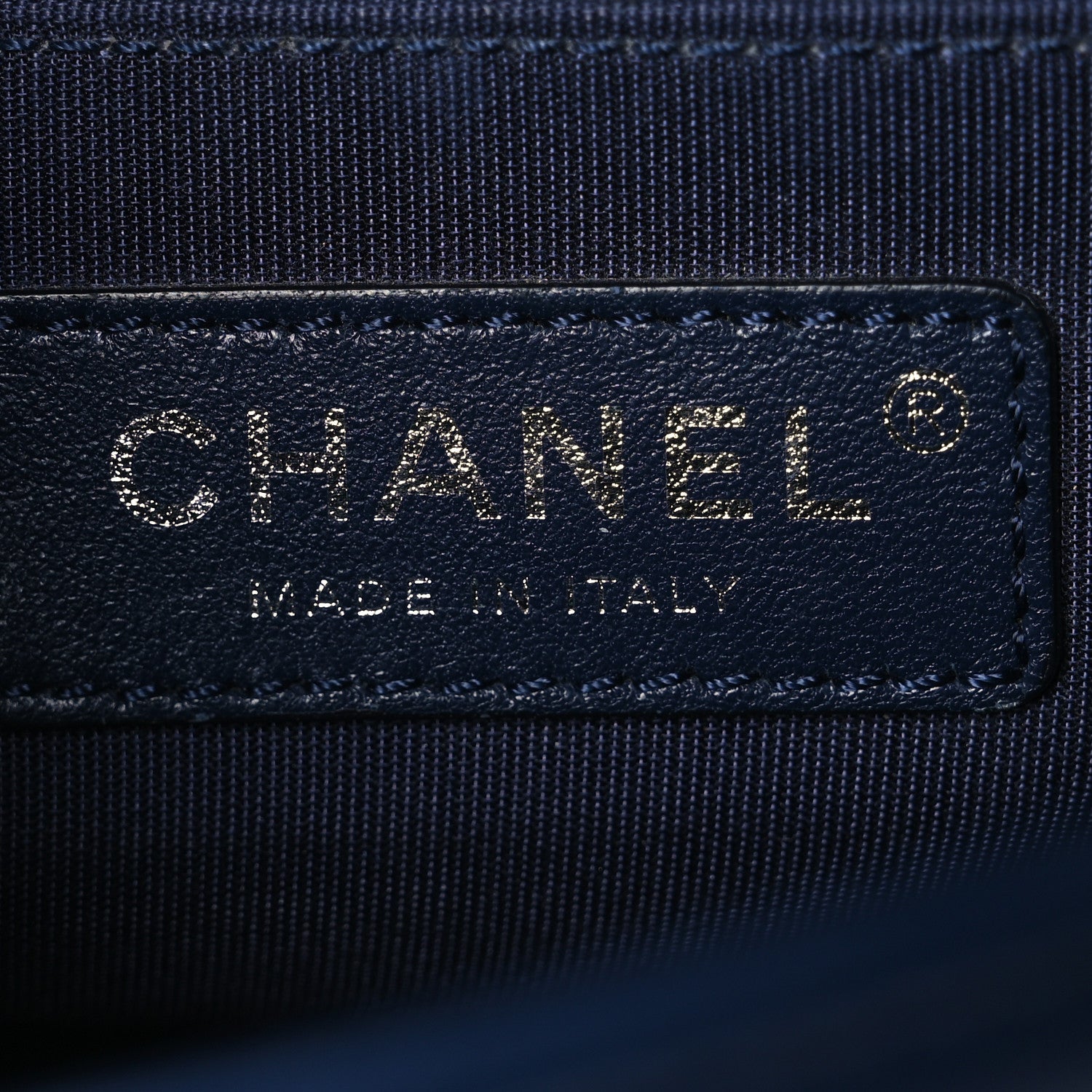 Calfskin Painted Chevron Embossed Small Boy Flap Dark Blue