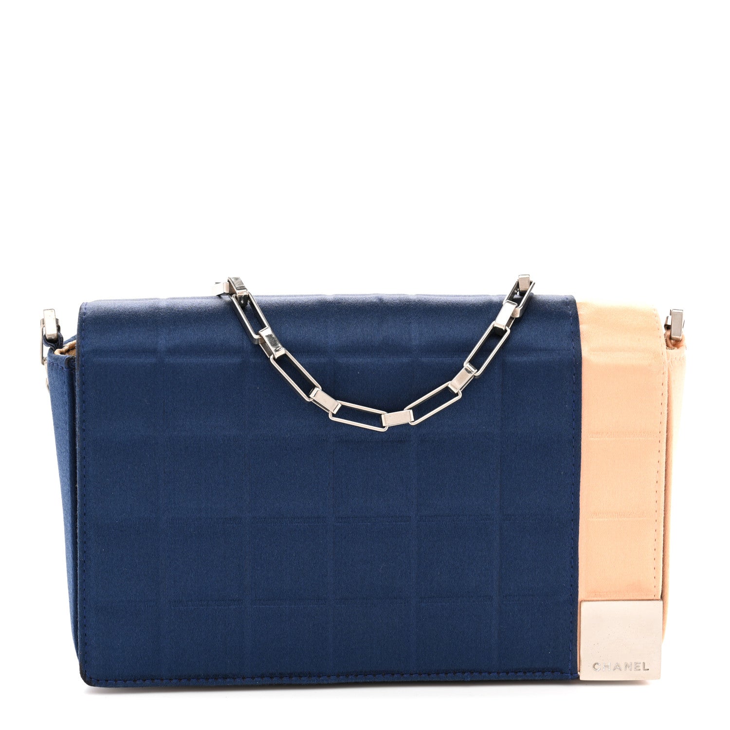 Chanel Satin Chocolate Bar Flap Blue Light Pink