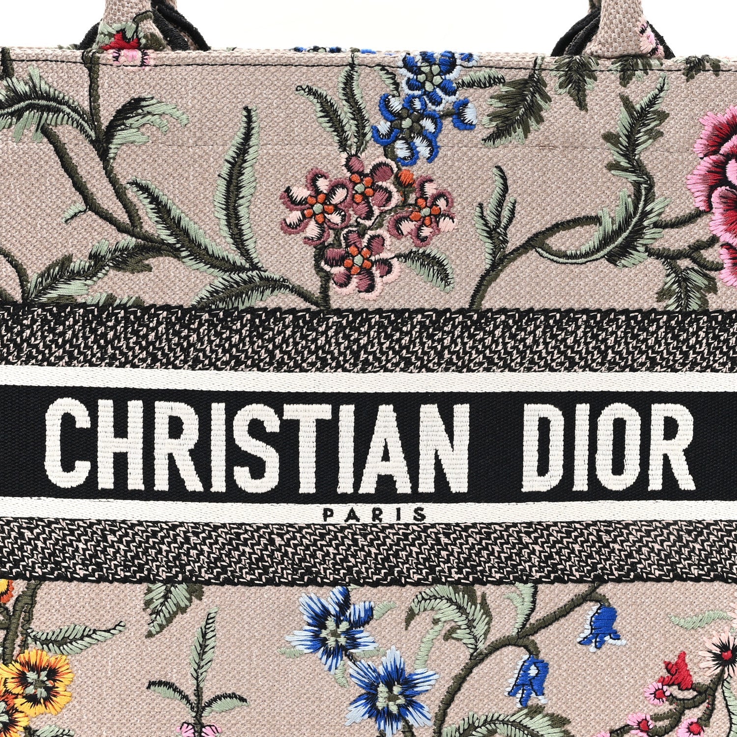 Christian Dior Canvas Embroidered Petites Fleurs Medium Book Tote Rose Multicolor