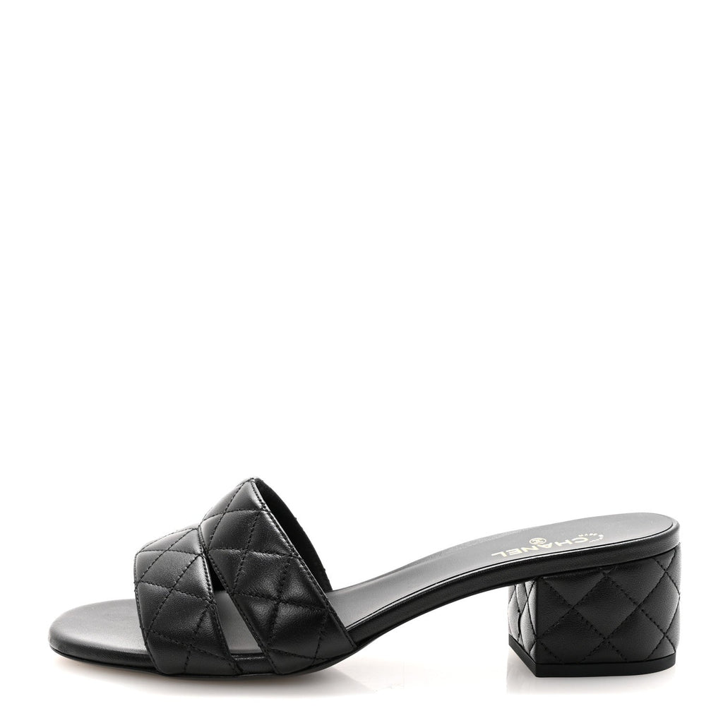 Lambskin Quilted Mules 40 Black