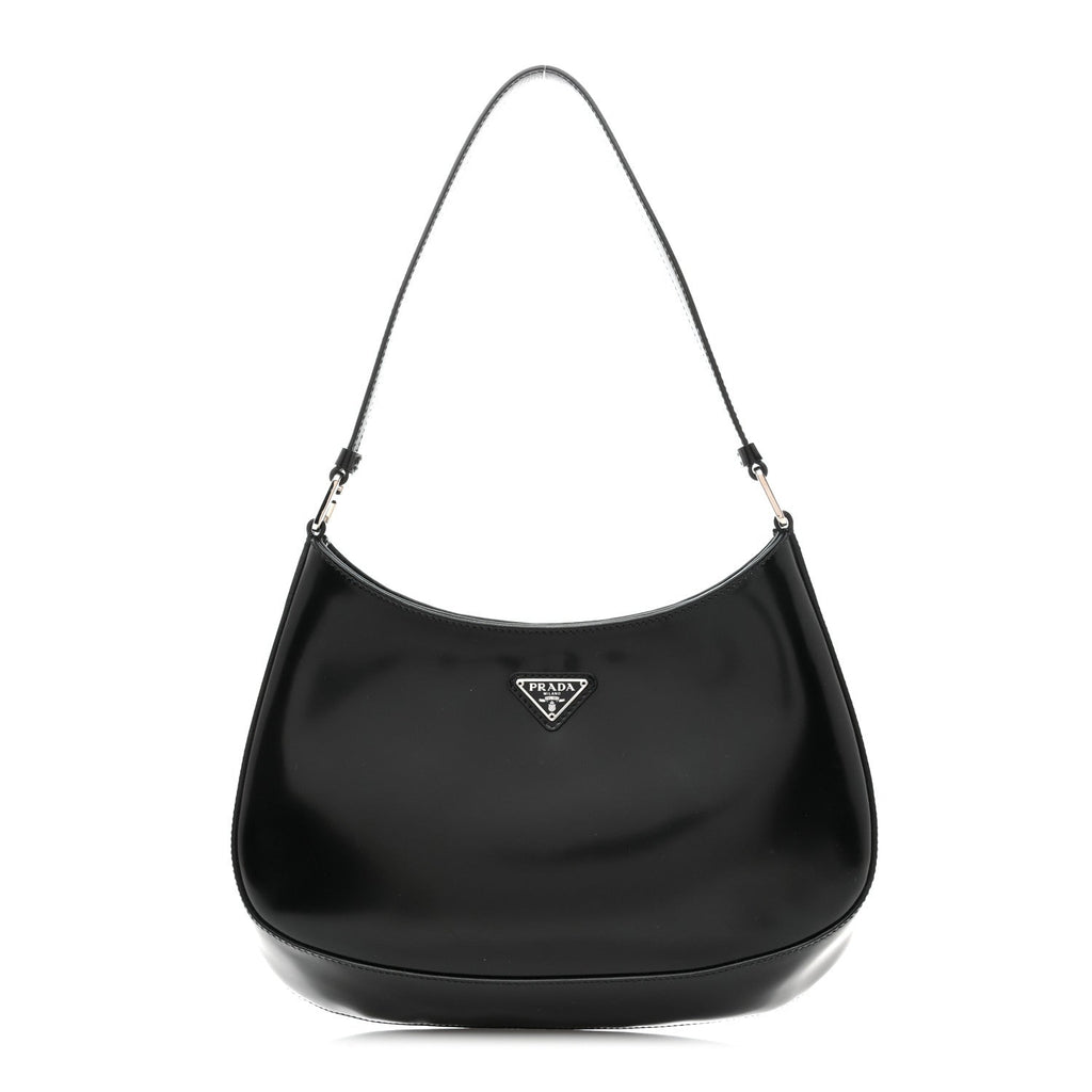 Prada Spazzolato Cleo Shoulder Bag Black