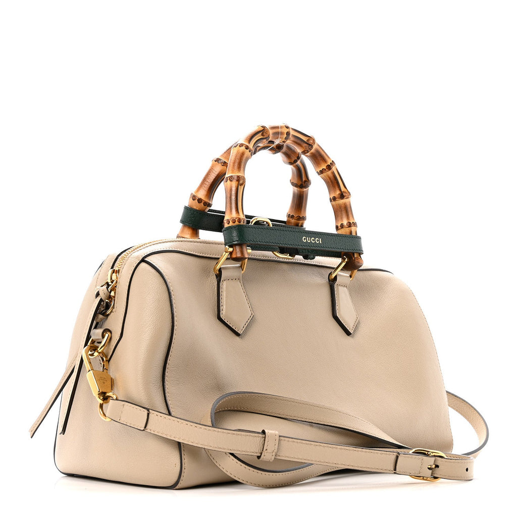 Gucci Calfskin Diana Bamboo Boston Oatmeal Vintage Green