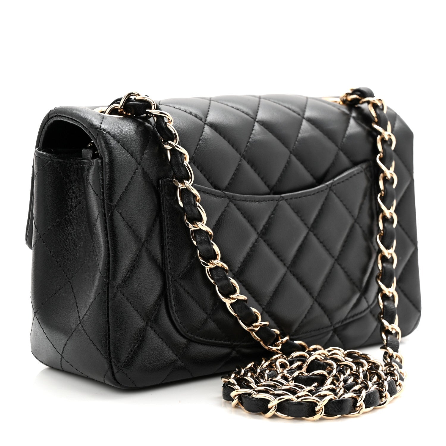 Chanel Lambskin Quilted Mini Rectangular Flap Black