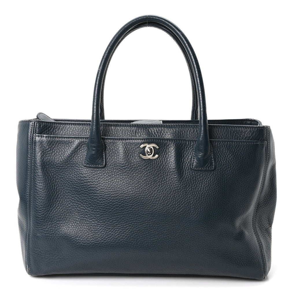 Chanel Calfskin Cerf Executive Shopper Tote Blue