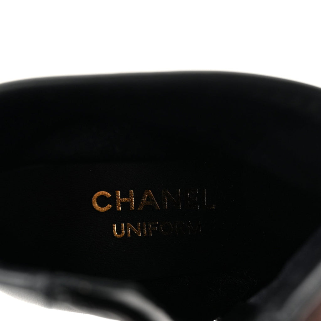 Chanel Stretch Lambskin Cap Toe CC Short Boots 35 Black