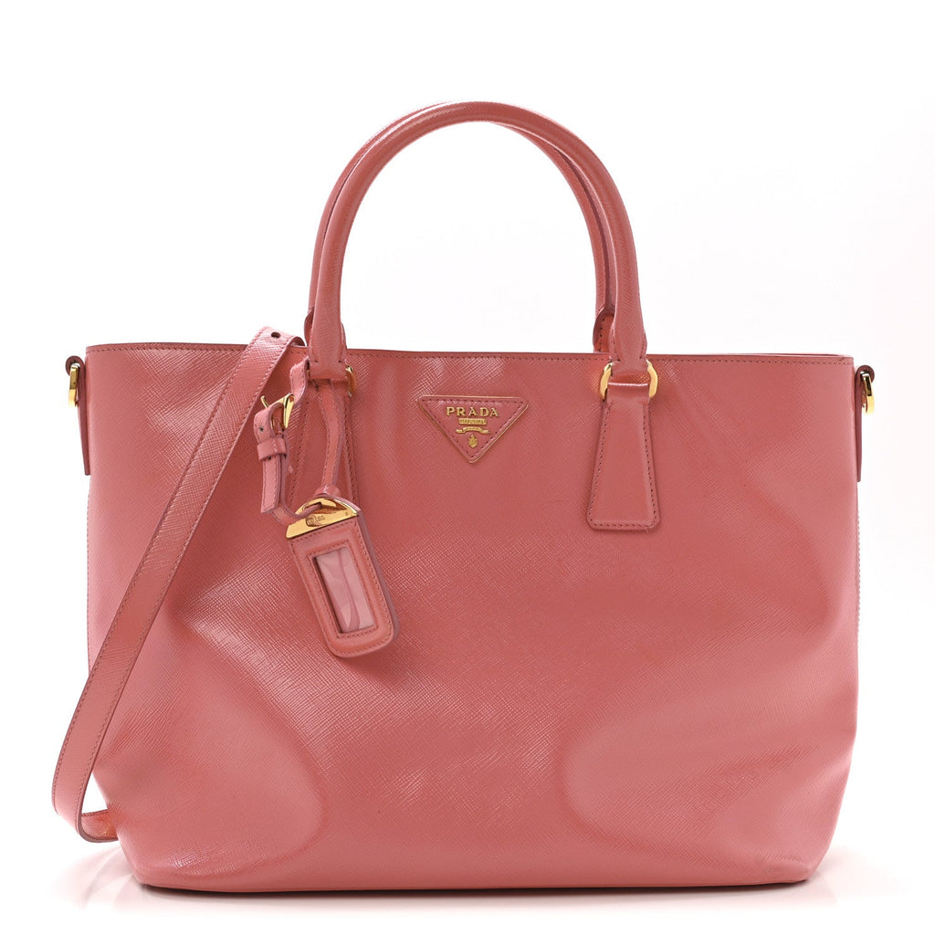 Prada Saffiano Vernice Galleria Shopping Tote Begonia