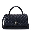 Chanel Caviar Quilted Small Coco Handle Flap Navy