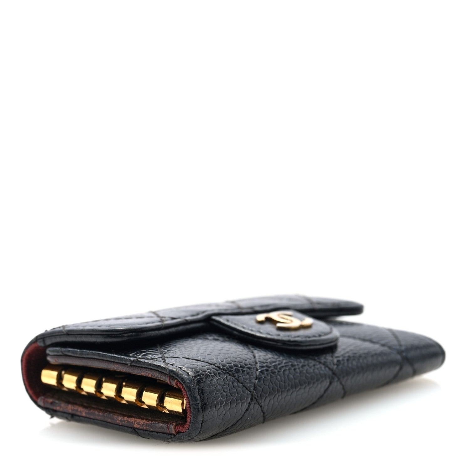 Caviar Quilted 6 Key Holder Black