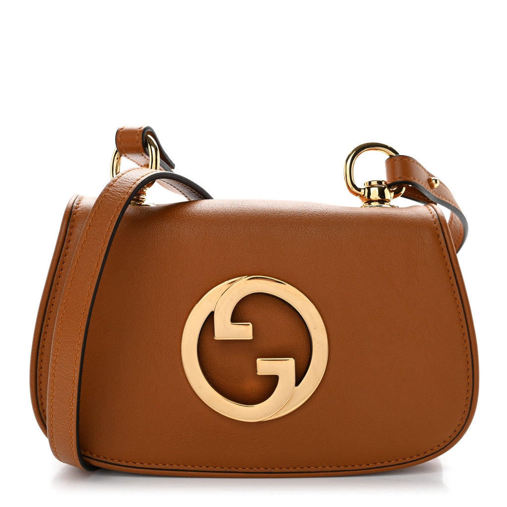 Gucci Roxy Calfskin Web Mini Blondie Shoulder Bag Cognac