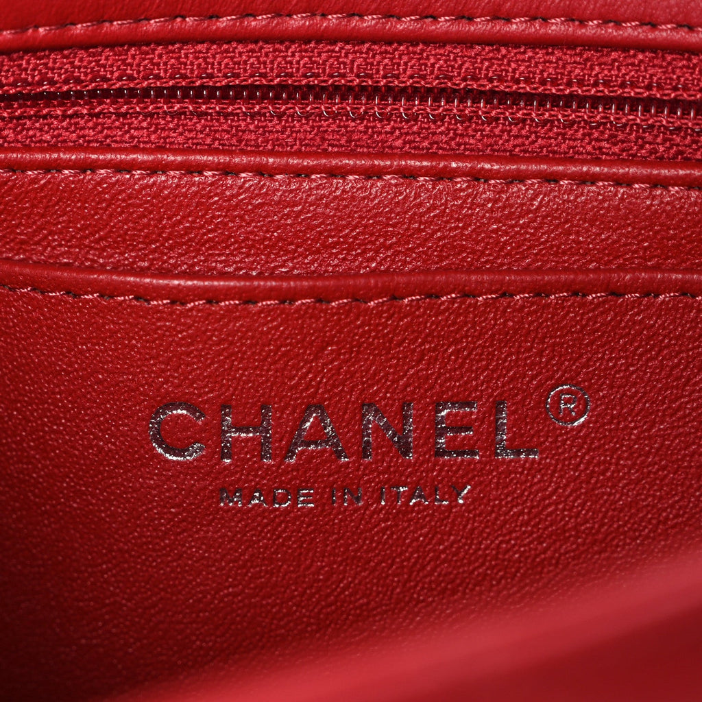 Chanel Lambskin Quilted Mini Rectangular Flap Red