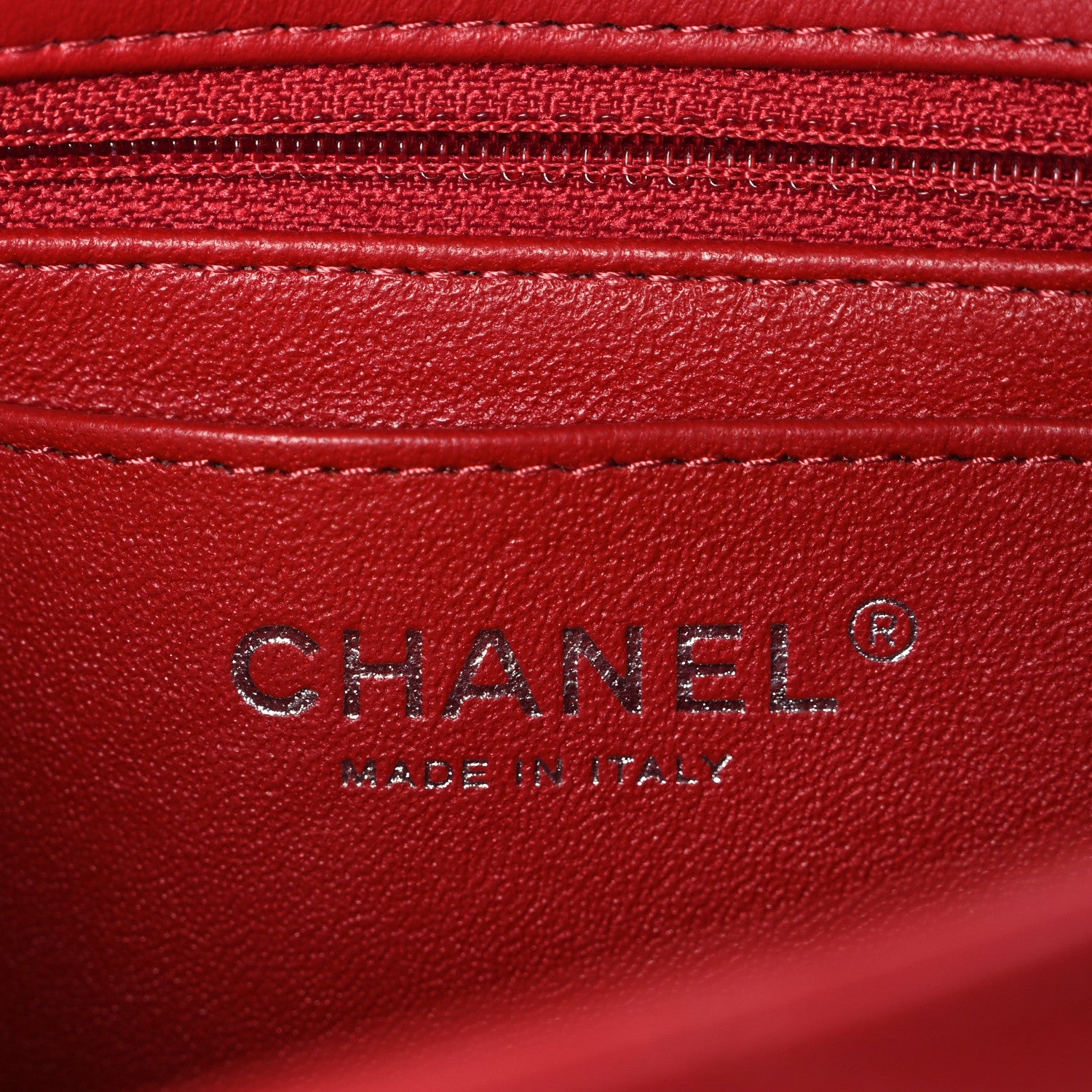 Chanel Lambskin Quilted Mini Rectangular Flap Red
