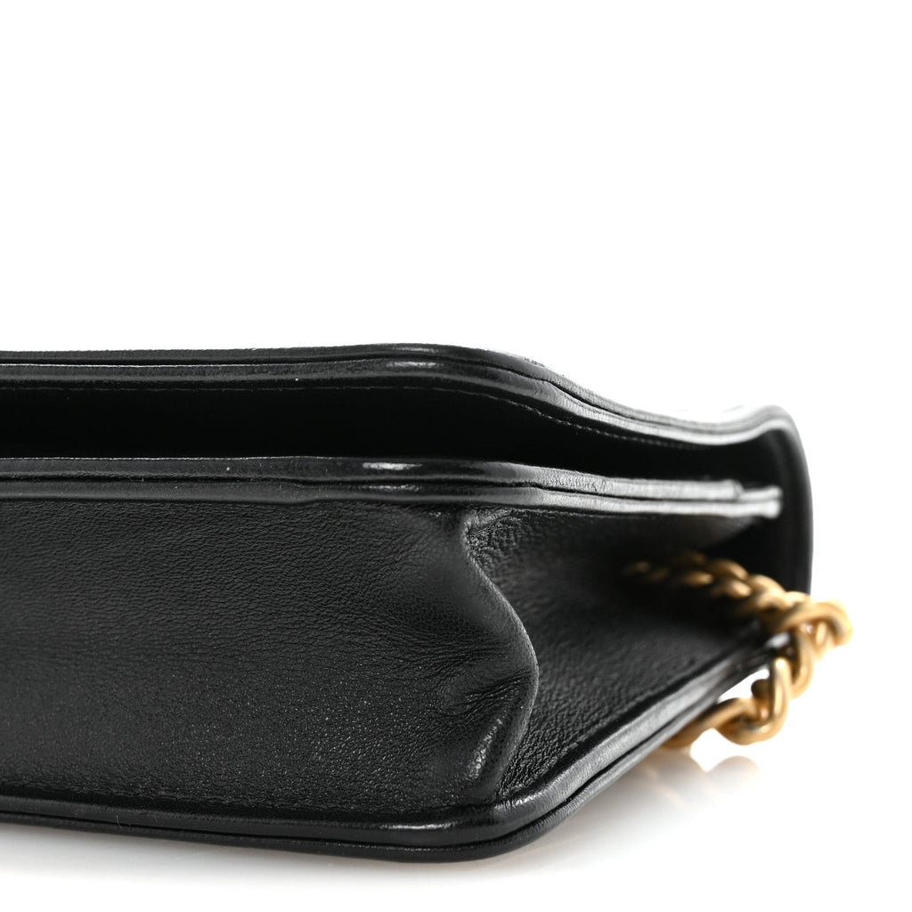 Chanel Lambskin Quilted Boy Wallet On Chain WOC Black
