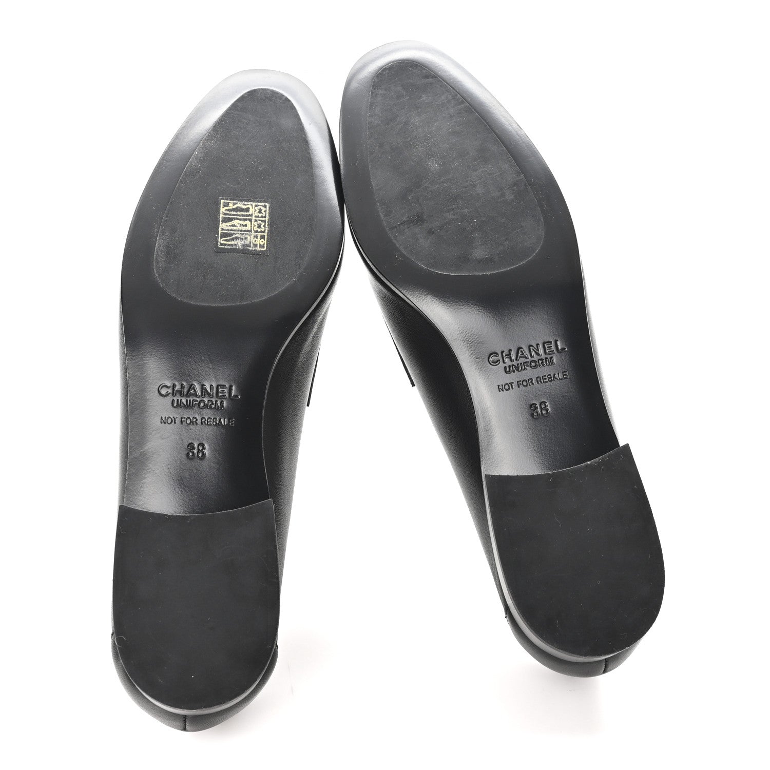 Lambskin Womens Stitched CC Loafers 38 Black