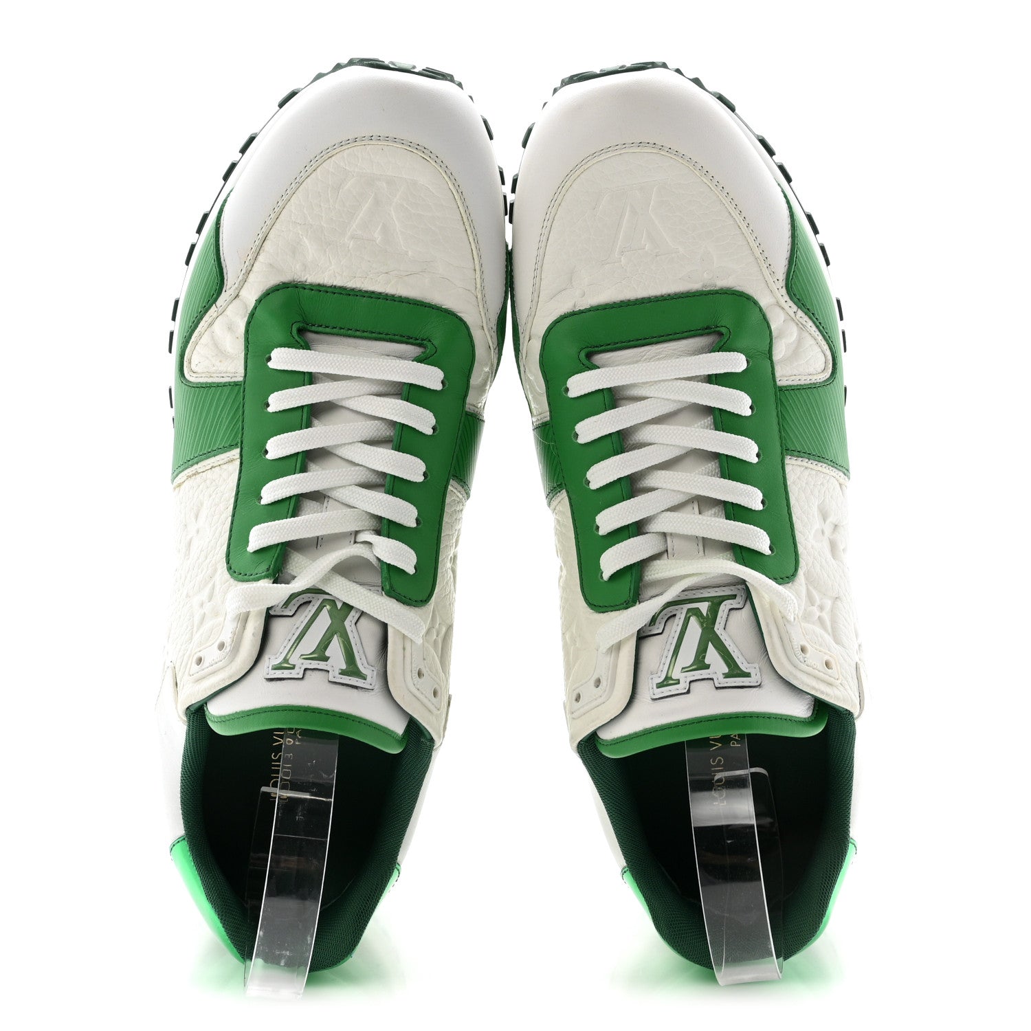 Louis Vuitton Calfskin Empreinte Mens Run Away Sneakers 8 White Green
