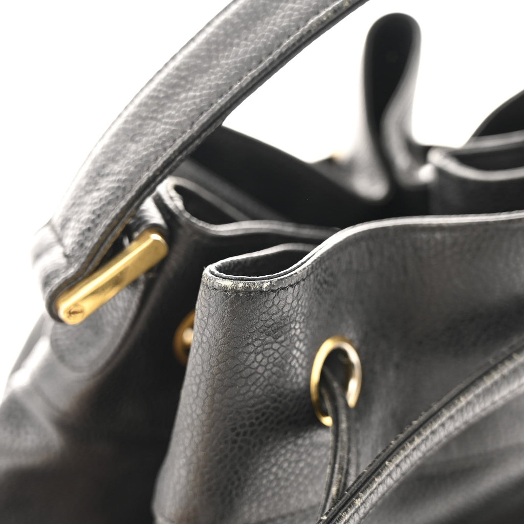 Chanel Caviar Quilted Drawstring Backpack Black