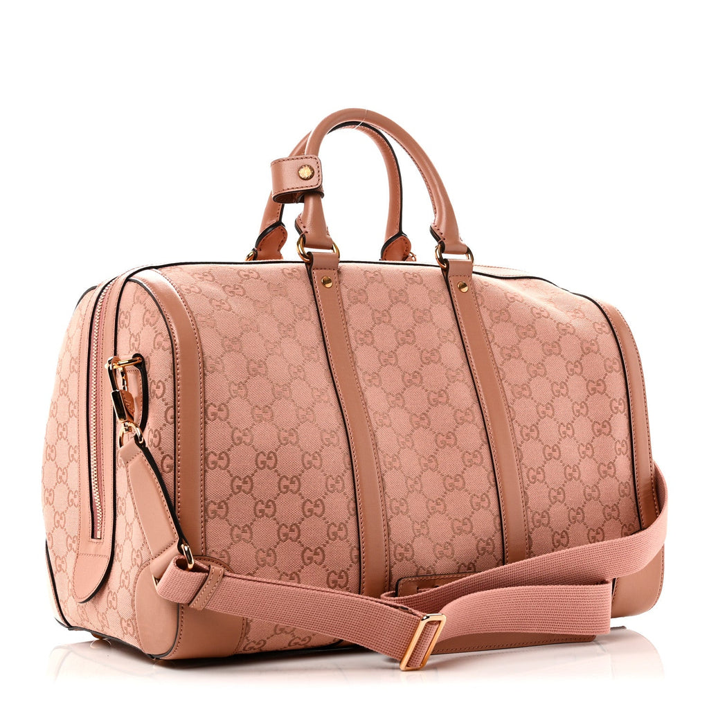 Gucci Monogram Azalea Calfskin Small Retro Interlocking G Duffle Bag Cloche Rose Pink