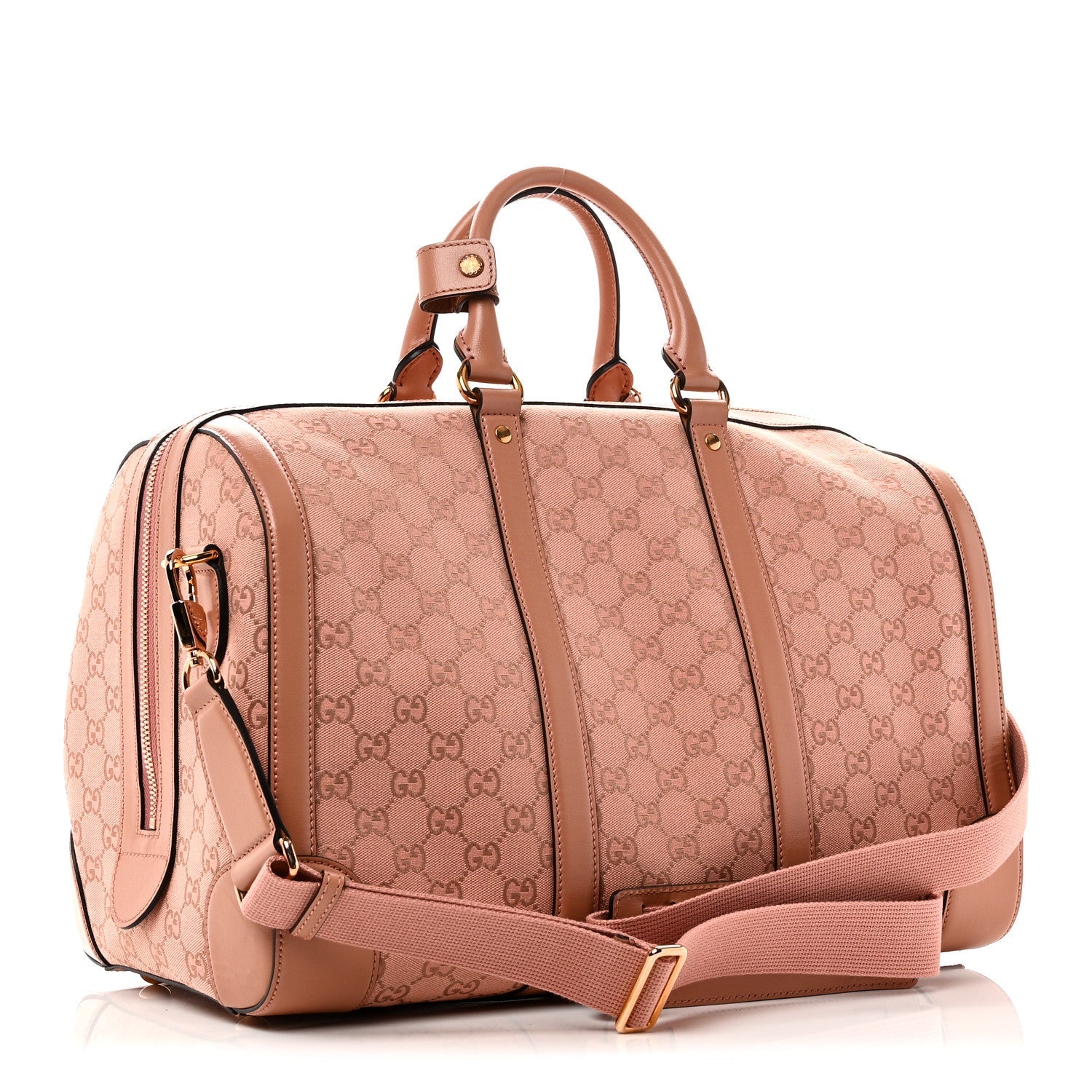 Gucci Monogram Azalea Calfskin Small Retro Interlocking G Duffle Bag Cloche Rose Pink