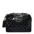 Chanel Patent Quilted Tassel Camera Case Black