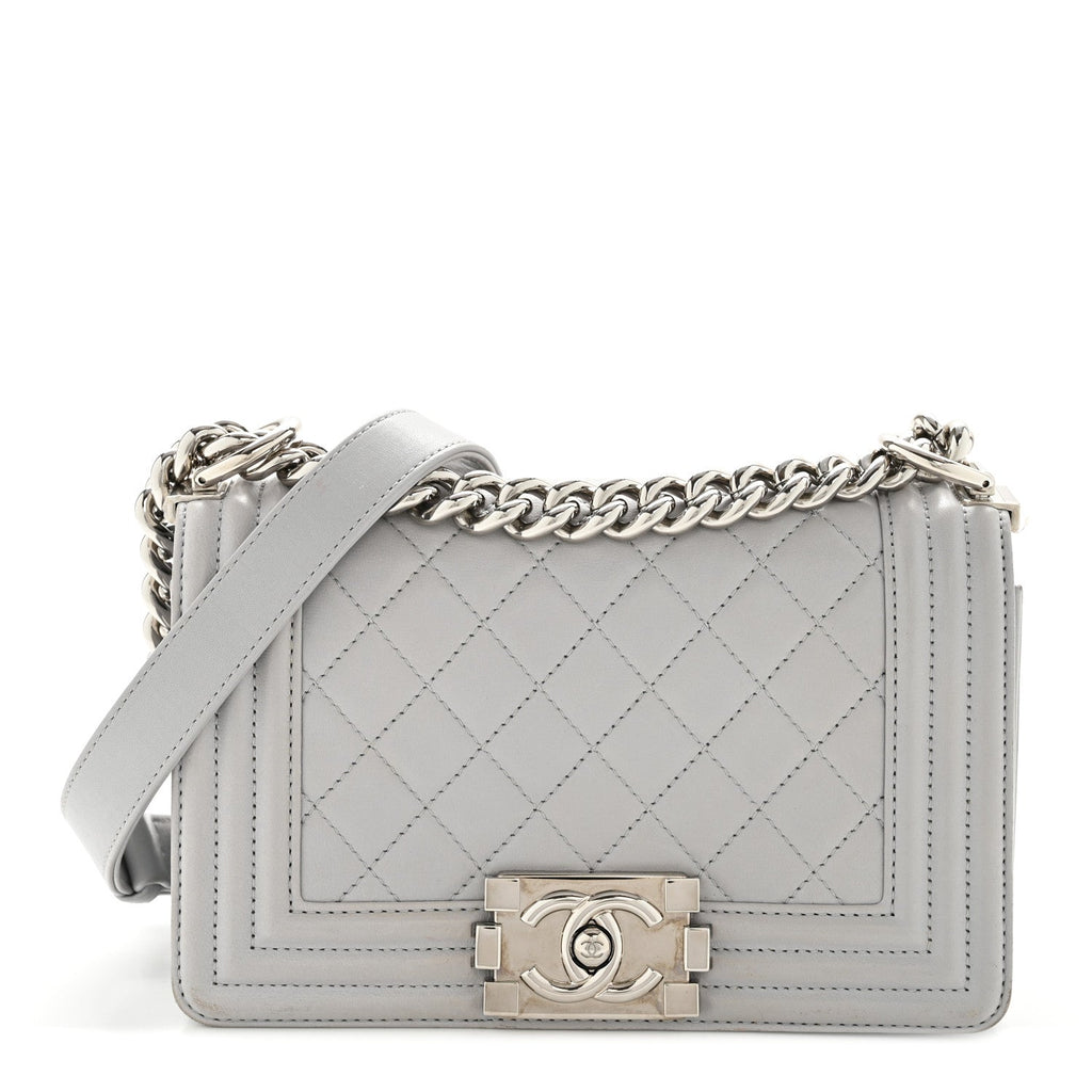 Chanel Lambskin Quilted Small Boy Flap Grey