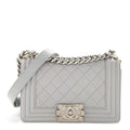 Chanel Lambskin Quilted Small Boy Flap Grey