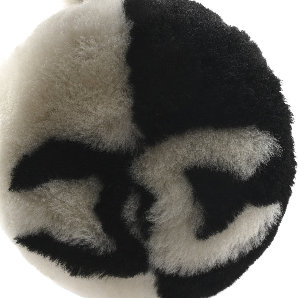 Chanel Shearling CC Ear Muffs Black White