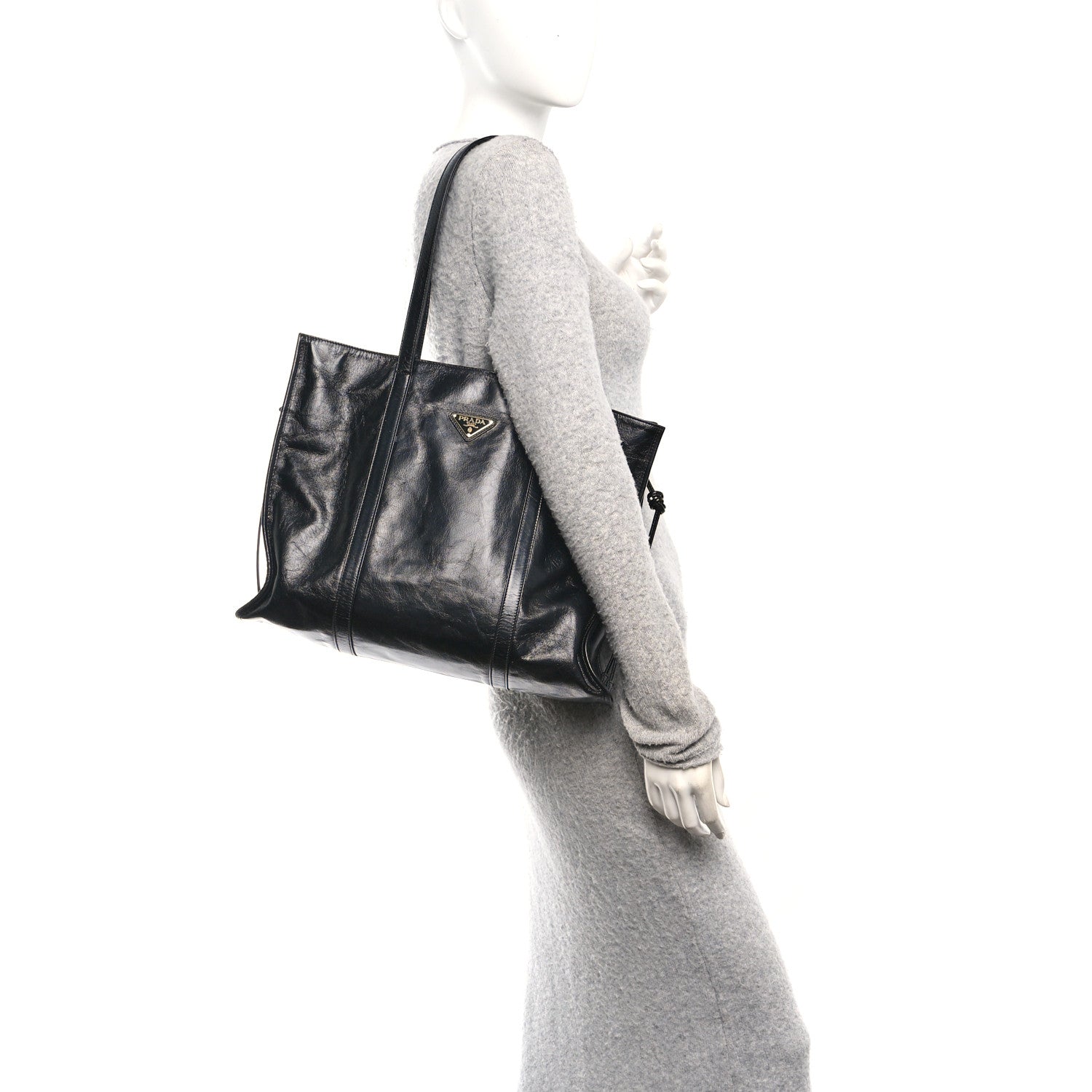 Prada Soft Lux Large Shopping Tote Black