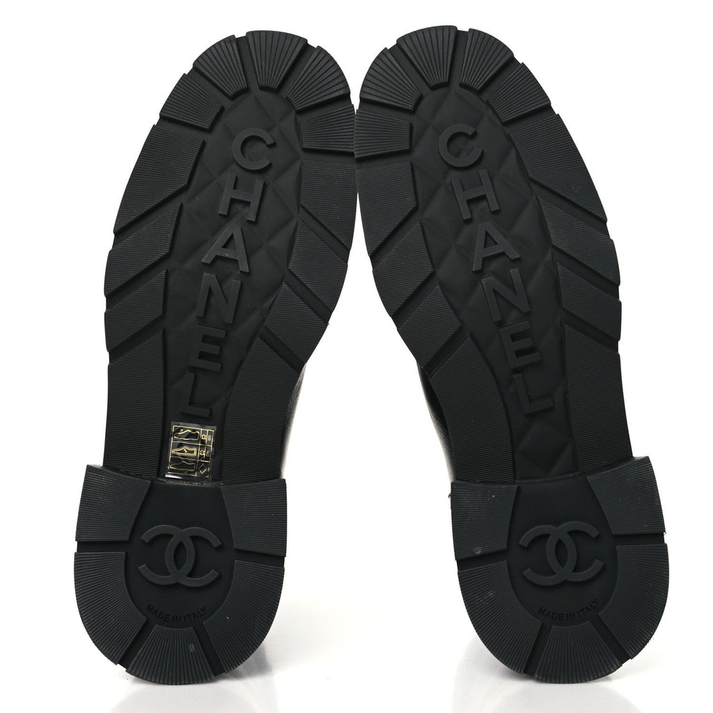 Calfskin Knit CC Short Boots 41 Black
