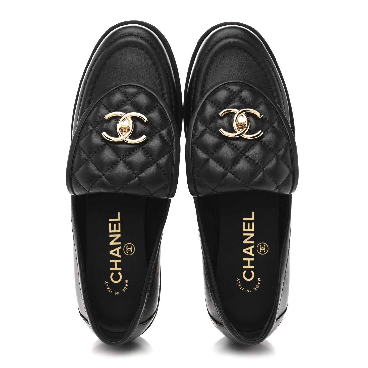 Lambskin Quilted CC Turnlock Loafers 37.5 Black
