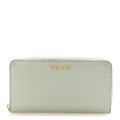 Gucci Textured Calfskin Gucci Script Zip Around Wallet Light Blue