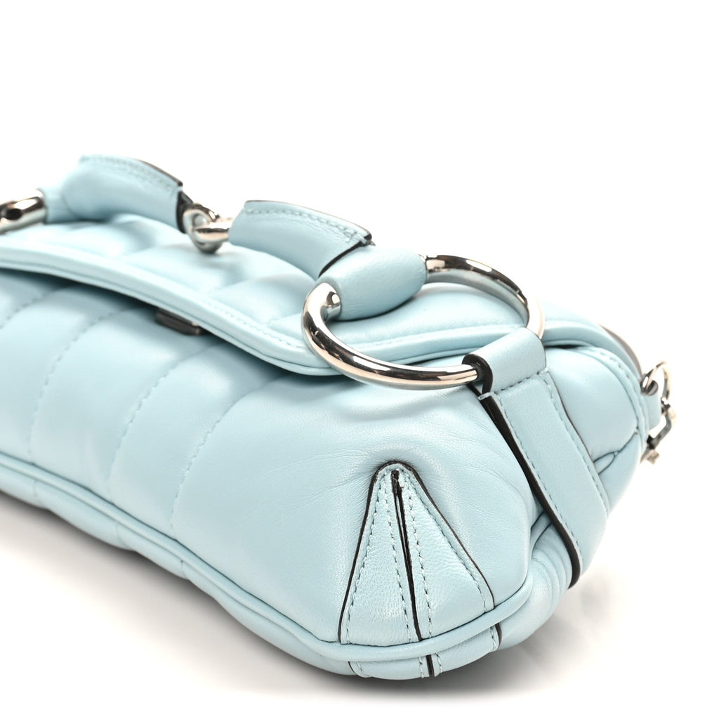 Gucci Nappa Vertical Matelasse Medium Maxi Horsebit Chain Shoulder Bag Crystal Snow