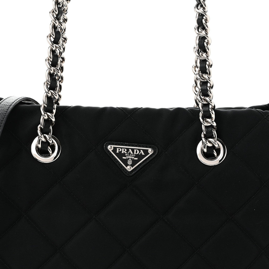 Prada Nylon Tessuto Impuntu Quilted Tote Black